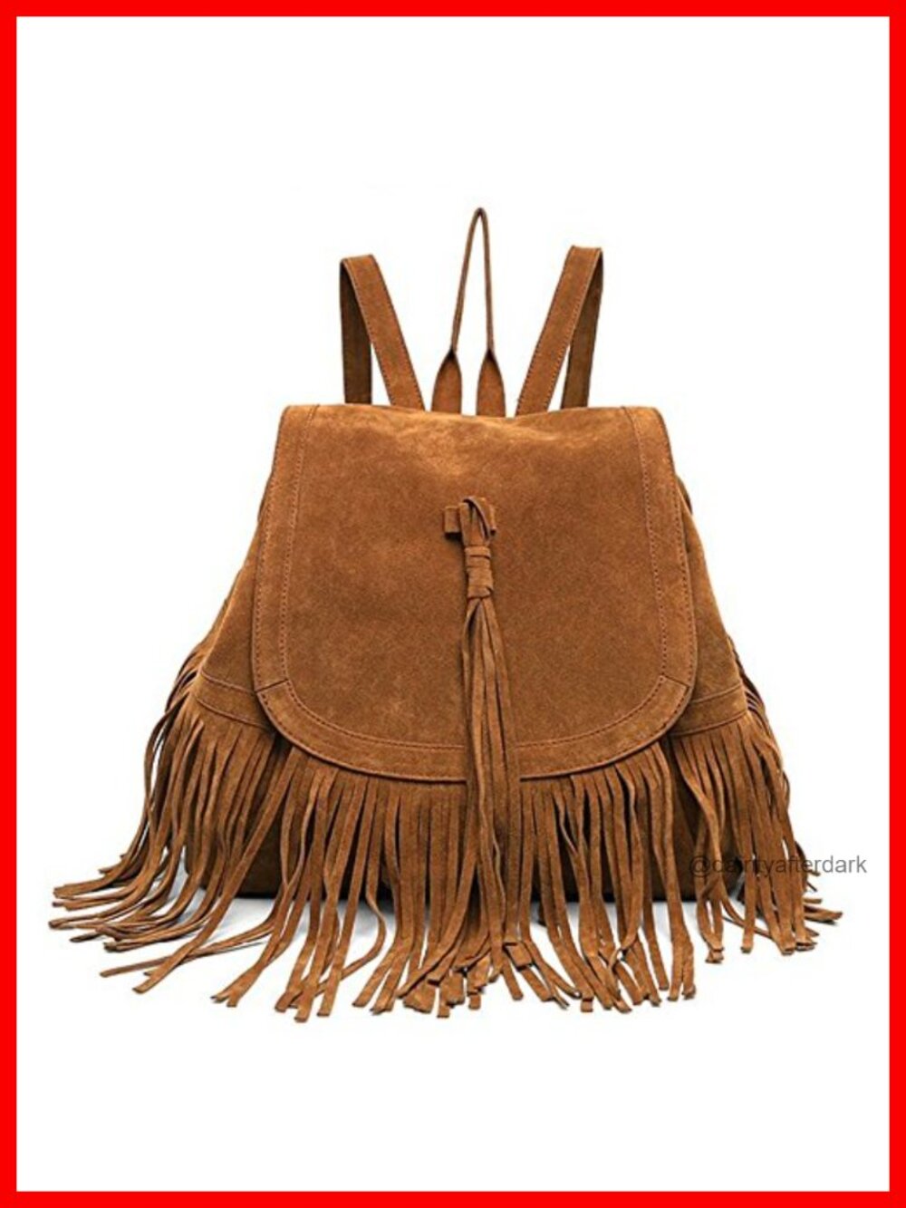 Suede Fringed Tassel Backpack Purse PU Leather Shoulder Travel Bag